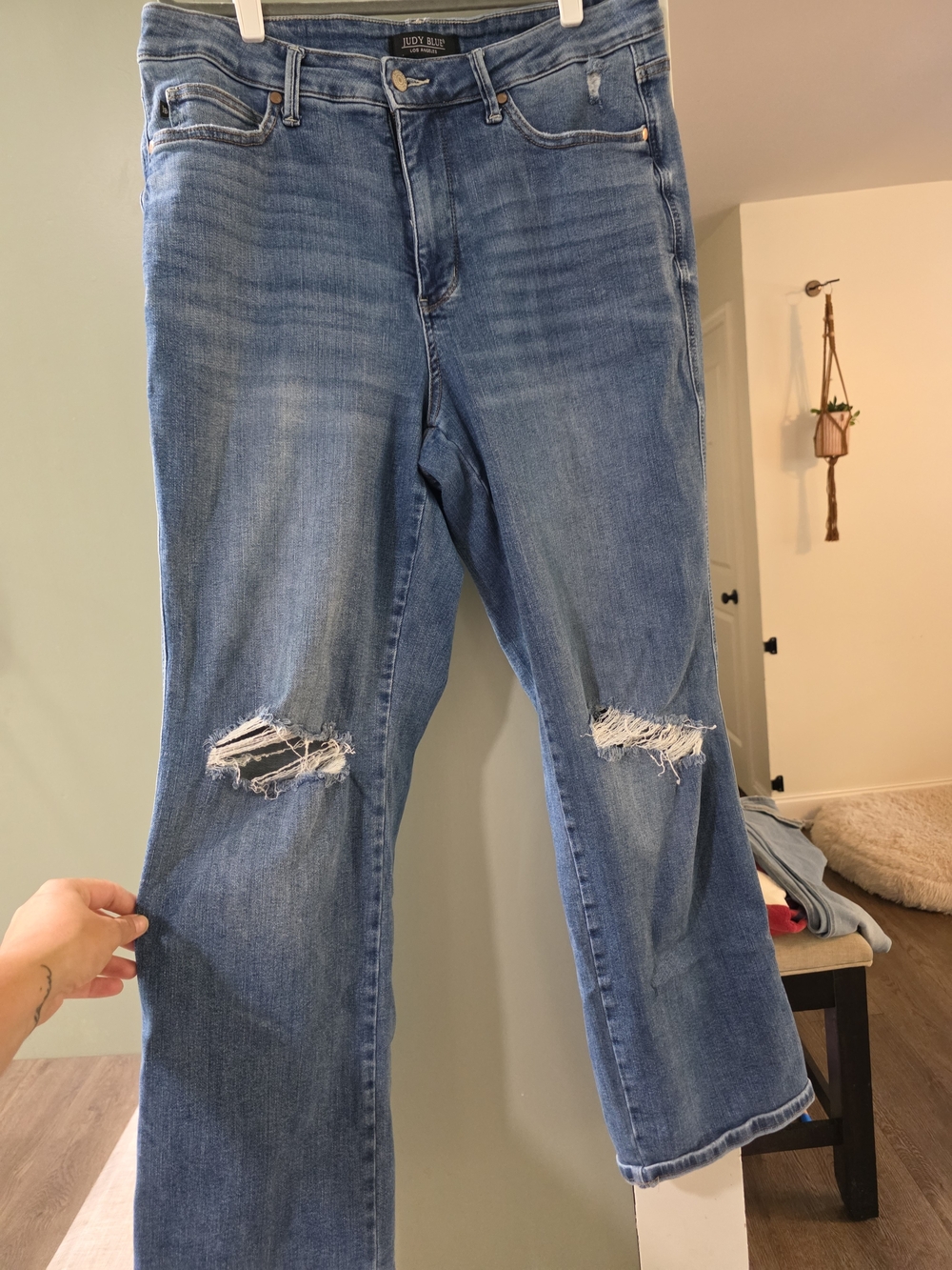 Judy Blue Light Blue Distressed Flare Jeans